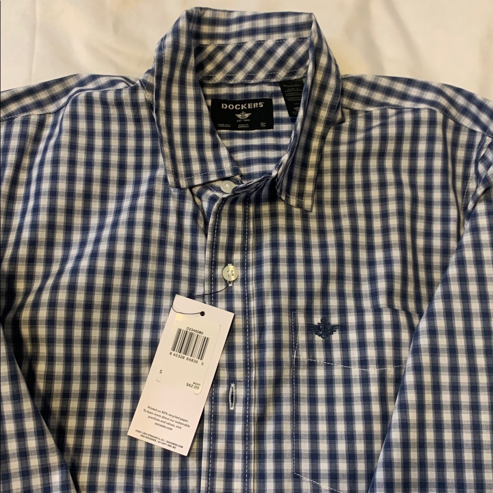 Dockers Navy and White Plaid Shirt